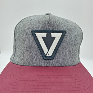 Vissla Panel Hat V Logo Gray & Red Adjust Snap Back Calipher 5 Surf Inspired
